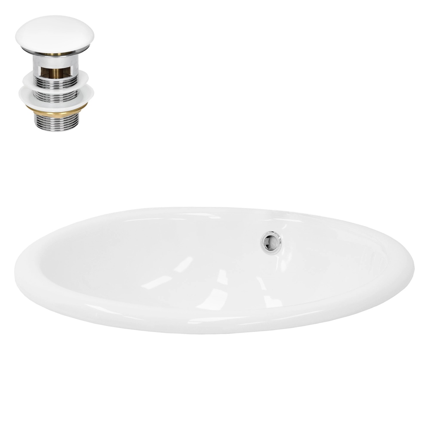 ML-Design Waschbecken Keramik Weiß Glänzend Oval 49x40,5cm mit Ablaufgarnitur ML-Design Waschbecken Keramik Weiß Glänzend Oval 49x40,5cm mit Ablaufgarnitur von ML-Design