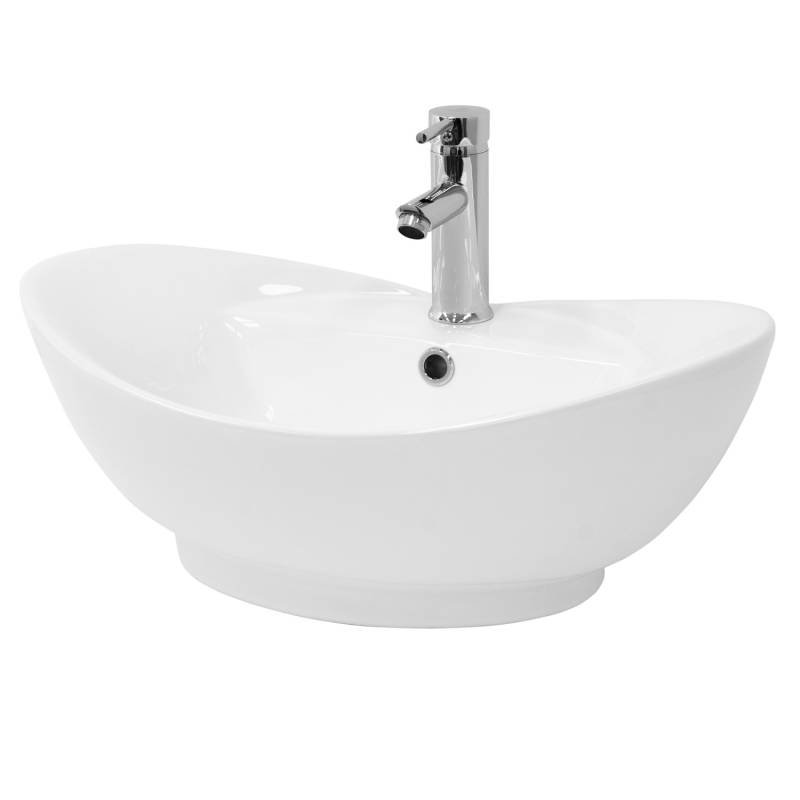 ML-Design Waschbecken aus Keramik Weiß Glänzend 59x20,5x39,5 cm Ovale Waschtisch von ML-Design