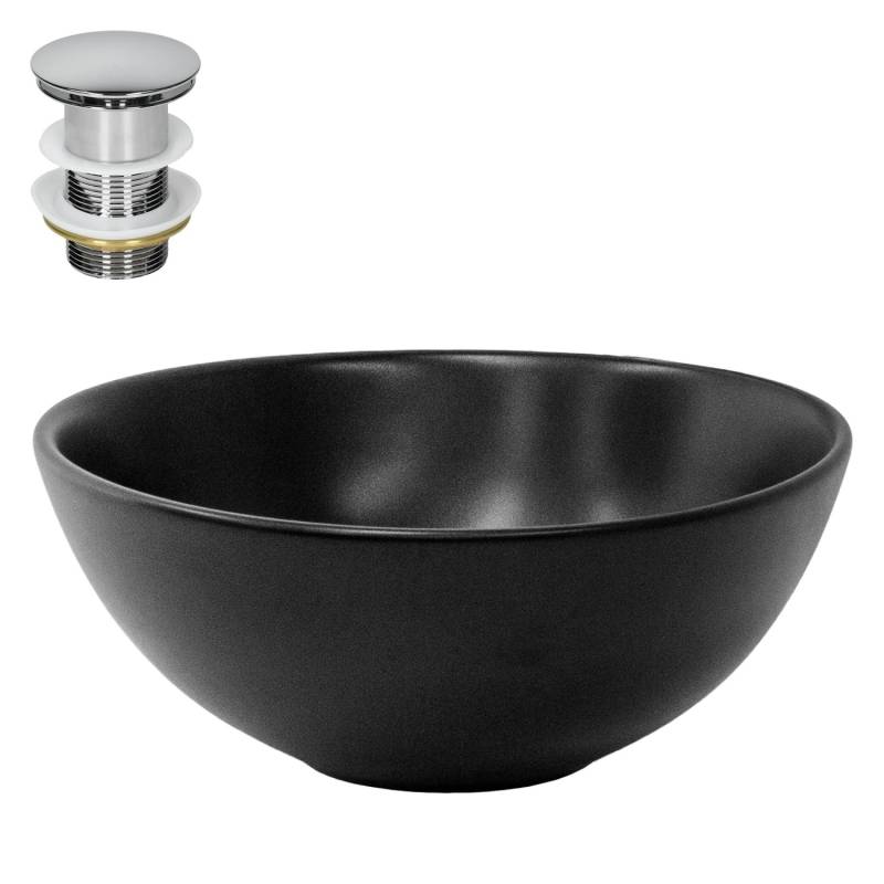 ML-Design Waschbecken aus Keramik in Schwarz Matt 280x150 mm mit Ablaufgarnitur von ML-Design