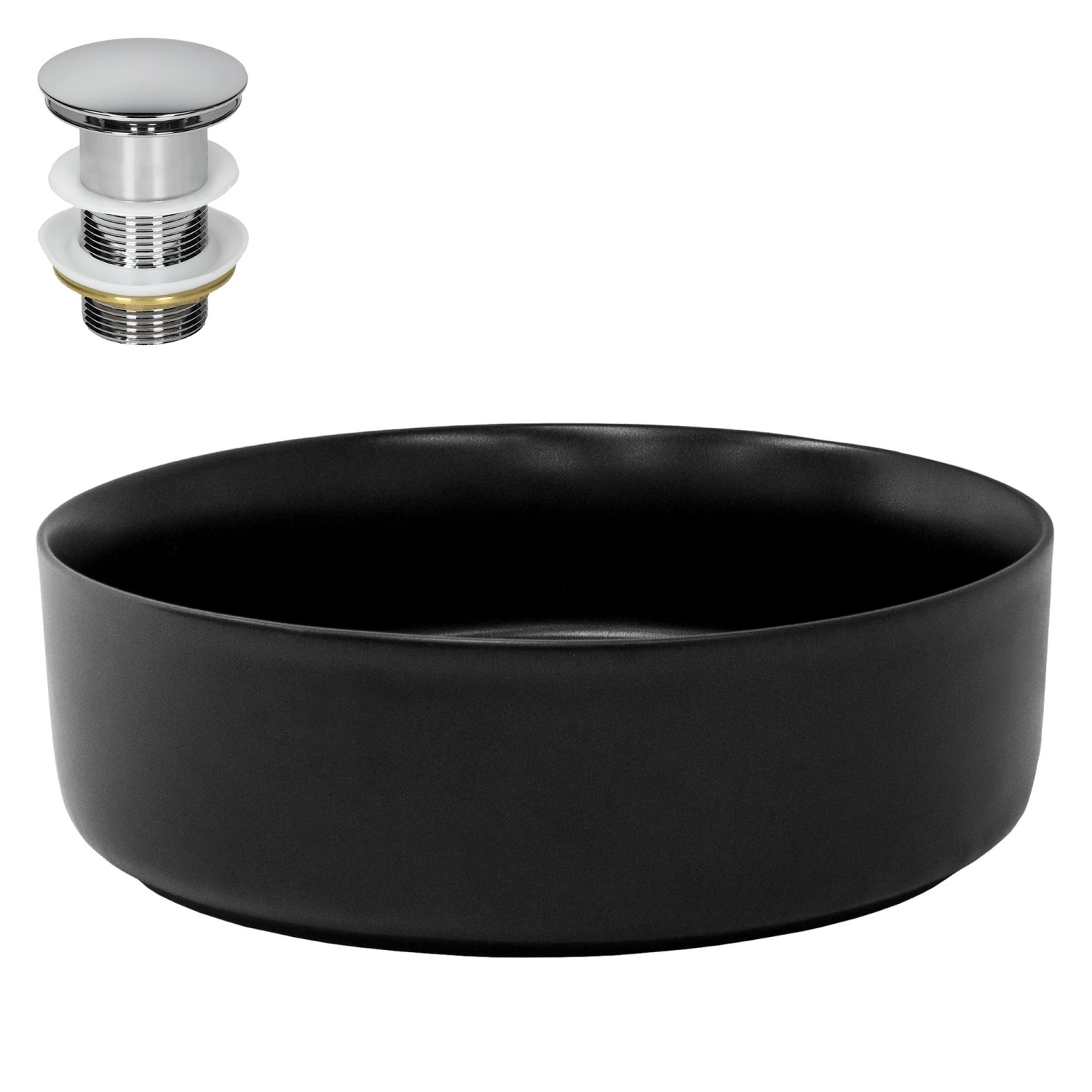 ML-Design Waschbecken aus Keramik in Schwarz Matt 360x120 mm mit Ablaufgarnitur von ML-Design