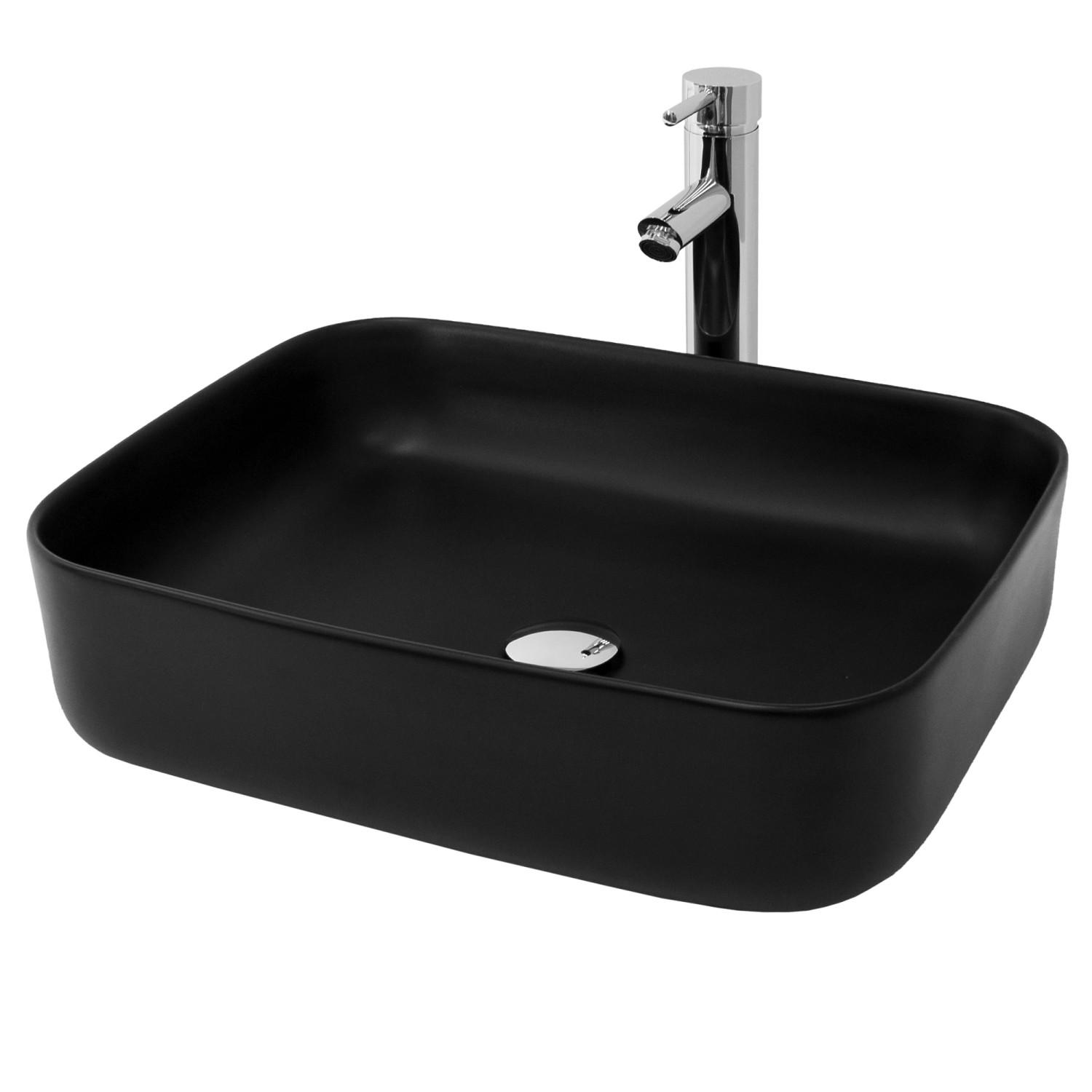 ML-Design Waschbecken aus Keramik in Schwarz Matt 51x40,5x13,5cm Rechteckige ML-Design Waschbecken aus Keramik in Schwarz Matt 51x40,5x13,5cm Rechteckige von ML-Design