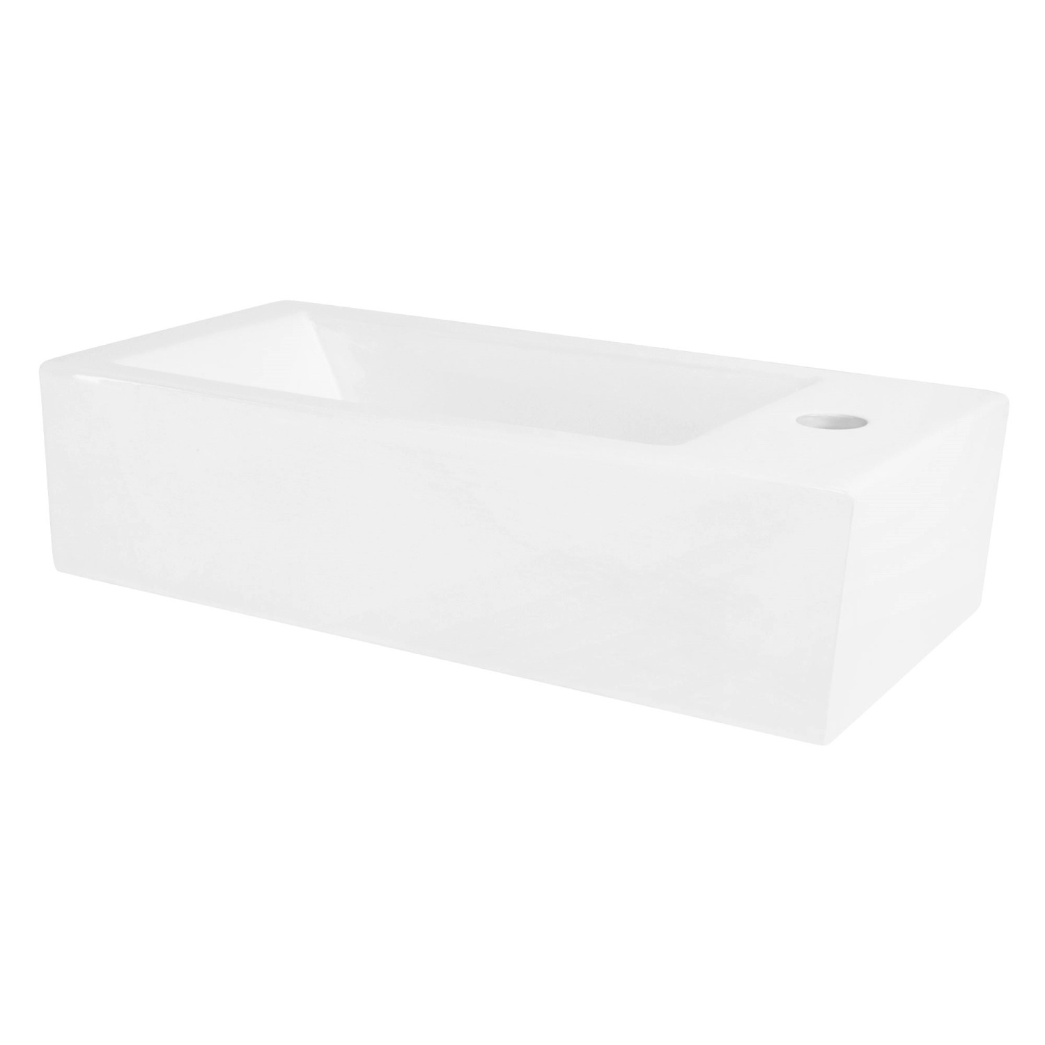 ML-Design Waschbecken aus Keramik in Weiß 51x25x13 cm Eckig Klein Hahnloch Links von ML-Design