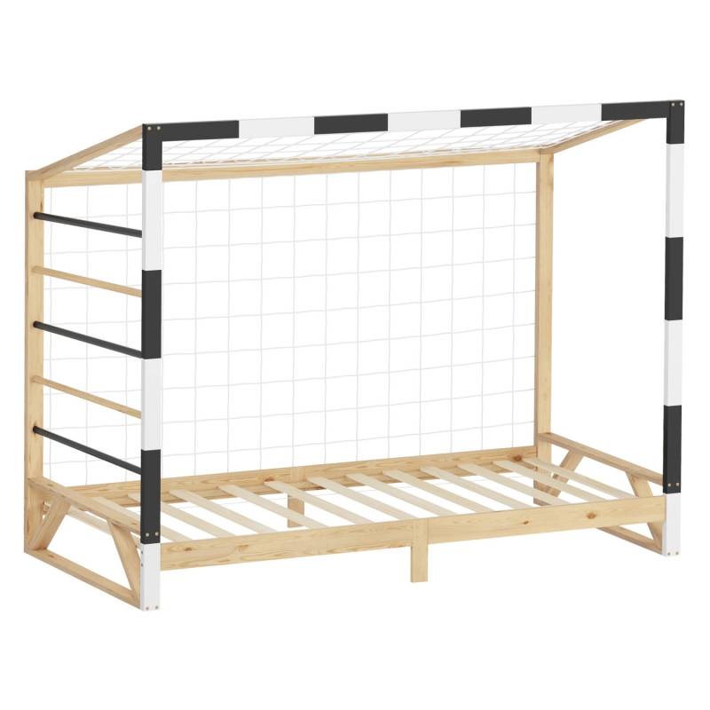 Ml-Design Kinderbett Fußballtor 90x200 cm Schwarz-Weiß Kiefernholz von ML-Design