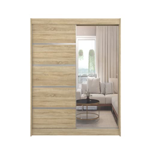 ML Furniture L3 Schiebetüren Kleiderschrank 120 cm mit Spiegel - Schlafzimmermöbel, Aufbewahrung - Mehrzweckschrank - Farbe: Sonoma ML Furniture L3 Schiebetüren Kleiderschrank 120 cm mit Spiegel - Schlafzimmermöbel, Aufbewahrung - Mehrzweckschrank - Farbe: Sonoma von ML Furniture Ltd