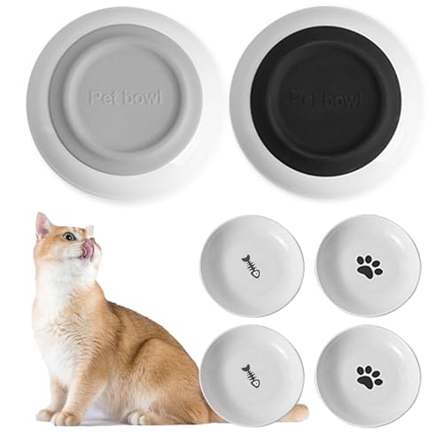 Katzennapf Keramik,4 Stück Set,Futternapf zur Katze von Ermüdung der Schnurrhaare,Katzennapf Flach mit Rutschfestem Silikonboden für Futter und Wassernapf für Katze und Kleine Hunde Katzennapf Keramik,4 Stück Set,Futternapf zur Katze von Ermüdung der Schnurrhaare,Katzennapf Flach mit Rutschfestem Silikonboden für Futter und Wassernapf für Katze und Kleine Hunde von MLABINYA