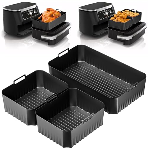 3 Stück Ninja Silikonform Heißluftfritteuse Zubehör für Ninja Foodi Flexdrawer 10,4L Heißluftfritteuse AF500EU, Airfryer Zubehör aus weichem, Air Fryer Silikon Einsatz (1x10.4L and 2x5.2L) von MLACXLT