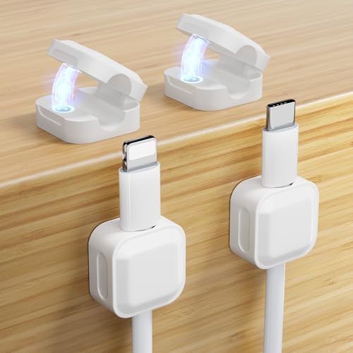 4 Stück Kabelhalter Schreibtisch, Kabelorganizer mit Hochviskosem Acrylkleber, Cable Organizer Fällt Nicht Leicht ab, Kabelclips für Schreibtisch Netzkabel, HDMI, Ladekabel Selbstklebende Kabelhalter von MLACXLT