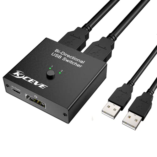 USB 2.0 Switch, Bidirektional USB Umschalter 2 in 1 Out / 1 in 2 Out,MLEEDA USB Switcher 2 PC Gemeinsame Tastatur, Maus, Scanner, Drucker, mit 2 USB Kabel von MLEEDA