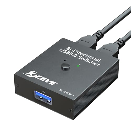 USB 3.0 Switch, Bidirektional USB Umschalter 2 in 1 Out / 1 in 2 Out,MLEEDA USB Switcher für 2 PC Gemeinsame Tastatur Maus Scanner Drucker von MLEEDA