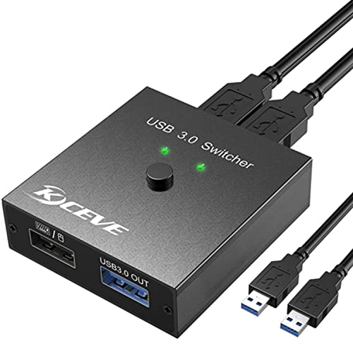 USB 3.0 Switch 2 in 2 Out, MLEEDA USB Umschalter für 2 PC Gemeinsame 2 USB Geräte, Maus, Tastatur, Scanner, Drucker, mit 2 USB 3.0 Kabeln von MLEEDA