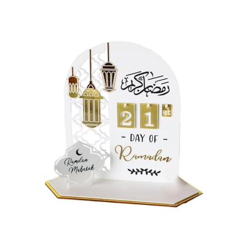 MLEHN Ramadan Adventskalender, Eid Mubarak Ramadan Mond Stern Schloss Tischplatte Dekor, Countdown Kalender DIY Eid Mubarak Dekorationen für Tisch, 25*22.5*10cm von MLEHN
