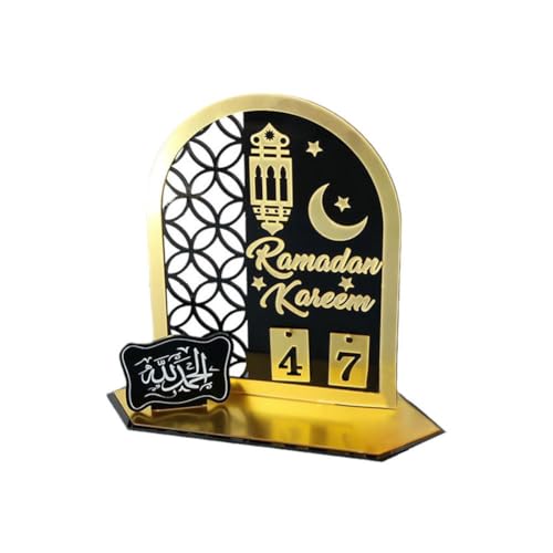 MLEHN Ramadan Adventskalender, Eid Mubarak Ramadan Mond Stern Schloss Tischplatte Dekor, Countdown Kalender DIY Eid Mubarak Dekorationen für Tisch, 25*22.5*10cm, Schwarz von MLEHN