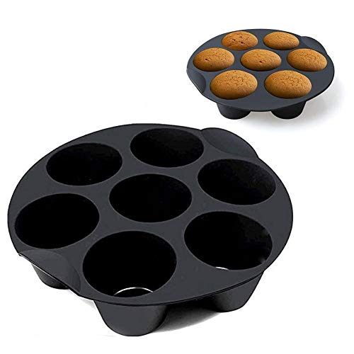 MLEHN Silikon-Muffin-Kuchenbecher, 7 gleichmäßige Antihaft-Muffin Dose, Muffinbecher für 3,5-5,8 l, verschiedene Modelle von Air Fryer-Formen,Muffin Tablett,Backform,Muffin-Backförmchen von MLEHN