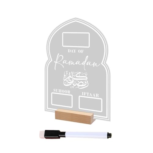 MLEHN Wiederverwendbare Acryl Ramadan Kalender Board Holzsockel Tisch Ornament Mubarak Geschenke Mit Advent Day Countdown Eid Stift von MLEHN
