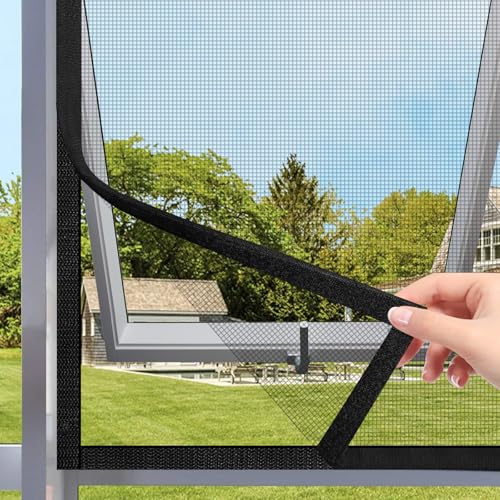 MLEJU Fliegengitter Fenster mit Verbesserte Innovativer Klettverschluss, 150x180cm Fiberglas Insektenschutz fenster, Fliegengitter mit Klettband für Einfache Montage ohne Bohre - schwarz von MLEJU