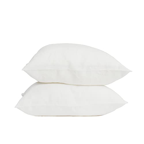 My Linen Home Kissenbezug 40x40 Leinen 2er Set | Hochwertiger Kopfkissenbezug in Weiß | 100% Stonewashed Leinen Bettwäsche | Made in EU | Antiallergisch & Hautverträglich von MLH MY LINEN HOME
