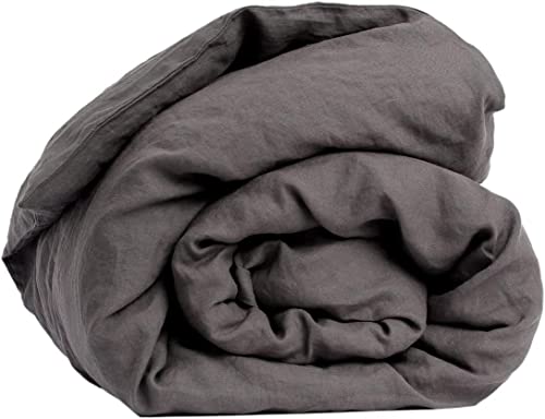 My Linen Home Bettdeckenbezug aus 100% Stonewashed Leinen in Dunkelgrau I Steppdeckenbezug I Maschinenwaschbar I Bettdeckenbezug mit Reißverschluss I Single Bettdecke 135x200 cm von MLH MY LINEN HOME