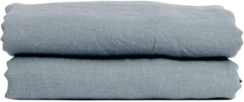 My Linen Home Bettlaken aus 100% Stonewashed Leinen Grau Blau, 140x250cm I Hypoallergen, Temperaturregulierend, Atmungsaktiv I Sanft, weich selbst zur empfindlichsten Haut I Für alle Jahreszeiten von MLH MY LINEN HOME