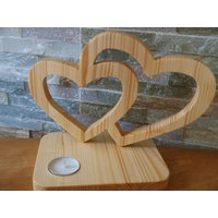 Teelichhalter Doppel Herz Aus Holz Teelichhalter Doppel Herz Aus Holz von MLHolzkunst