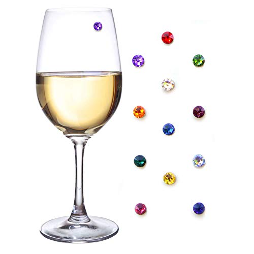 MLIAN Weinglas-Marker, Party Weinglas Recognizer Kristall Magnetische Weinglas-Charms für Party, 12 Stück von MLIAN