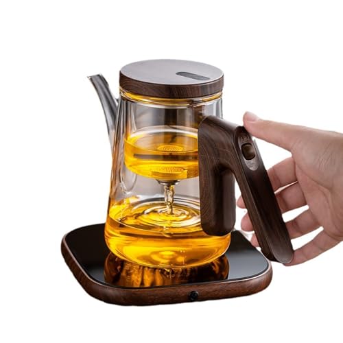 MLKHESY 750 ml Enchanti-Teekanne, Enchantipot Magic Tea Pot, Wassertrennende Glasteekanne mit Holzgriff, magnetische Teetasse ohne Stiel mit Sieb von MLKHESY