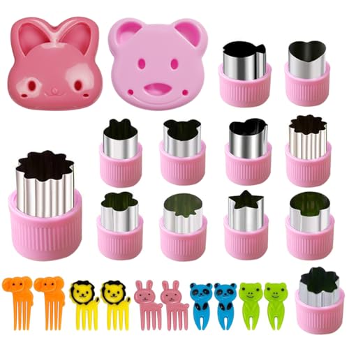 24 Stück Ausstecher Brot Gemüse Set für Kinder Ausstecher Tiere Form Brotaustechformen gemüse ausstecher Ausstechformen Obstgabeln Sandwich Ausstecher Keks Formen Gemüseschneider Edelstahl für Kinder von MLLTech