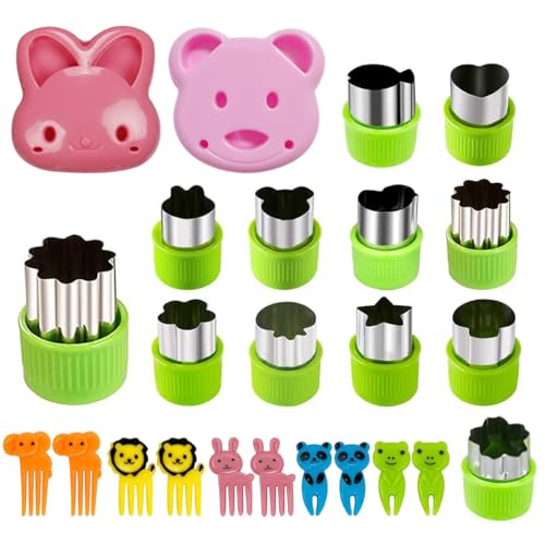 24 Stück Ausstecher Brot Gemüse Set für Kinder Ausstecher Tiere Form Brotaustechformen gemüse ausstecher Ausstechformen Obstgabeln Sandwich Ausstecher Keks Formen Gemüseschneider Edelstahl für Kinder von MLLTech