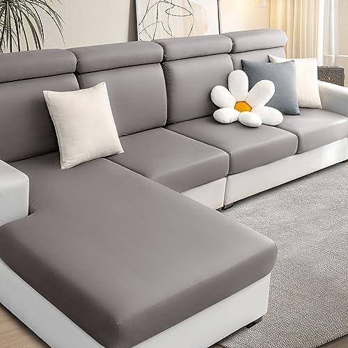 MLMHULMR Universal-Sofa-Schonbezug, Sofa-Sitzkissenbezüge aus PU-Leder, Couch-Kissenbezüge, dick, dehnbar, for einzelne Kissen in verschiedenen Größen (Color : Taupe, Size : 1 seat Cover) von MLMHULMR