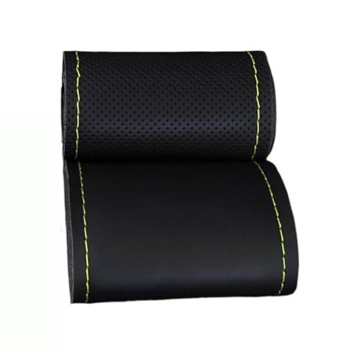 MLMVBCZCKP Lenkradhüllen Leder-Lenkradbezug Fürs Auto Mit Handarbeit Universeller 38 cm Langer Langlebiger Lenkradbezug Fürs Auto Auto Lenkrad Panel Trim(Yellow Thread) von MLMVBCZCKP