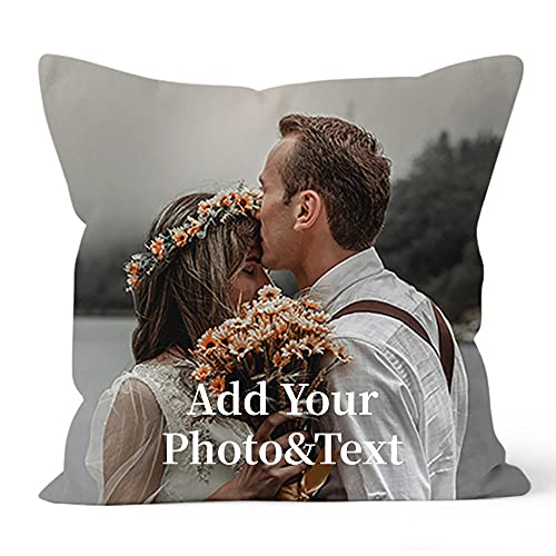 MLMYH Personalisiertes Kissen Fotokissen, Kissen mit Foto Selbst Gestalten, Doppelseitiger Druck Fotokissen mit Bild/Text, für Geburtstag, Muttertag, Weihnachten Geschenk, mit Kissen, 40x40cm von MLMYH