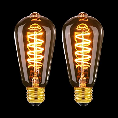MLOQI 2 Stück E27 LED Vintage Glühbirne, 4W, 2200K, Retro Warmes Gelb LED Birne, Dimmbar LED Lampen, Leuchtmittel E27 von MLOQI