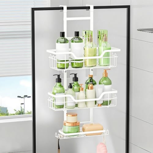 MLOQI Duschablage zum Hängen für Glasduschtüren, Duschablage ohne Bohren, Duschkorb zum Hängen, Duschregal mit 3 Duschkorb Weiß MLOQI Duschablage zum Hängen für Glasduschtüren, Duschablage ohne Bohren, Duschkorb zum Hängen, Duschregal mit 3 Duschkorb Weiß von MLOQI