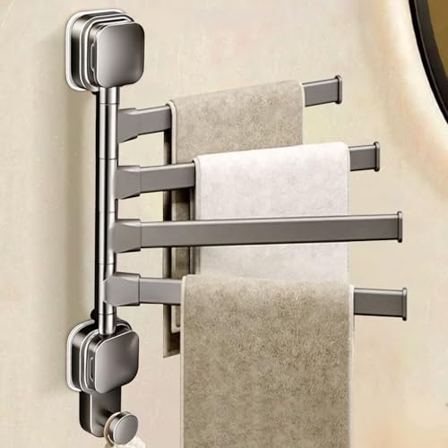 MLOQI Handtuchhalter ohne Bohren, Handtuchstange Selbstklebend Wandmontage für Badezimmer Küche (4 Arme) von MLOQI