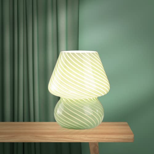 MLOQI Pilz Tischlampe für Wohnzimmer Schlafzimmer Lichter Glas Nachttile mit einer 3 -Farb -Glühbirne, Nachtlicht,Nachttischlampe Geschenke für Freunde Mini Lampe (Grün) von MLOQI