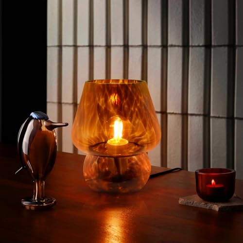MLOQI Pilz Tischlampe für Wohnzimmer Schlafzimmer Lichter Glas Nachttile mit einer Glühbirne, Nachtlicht,Nachttischlampe Geschenke für Freunde Mini Lampe (Schwarz) von MLOQI