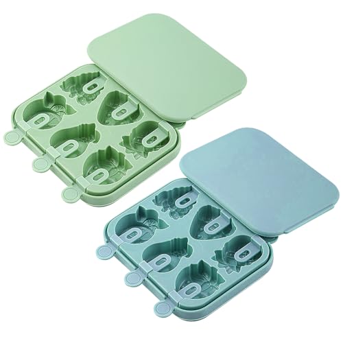 MLPKOI 2 Stücke Eisformen Silikon, Eisformen Eis Am Stiel Silikon, Wiederverwendbar, Popsicle Molds Set, mit Deckel und Stab, für Kinder und DIY Ideen von MLPKOI