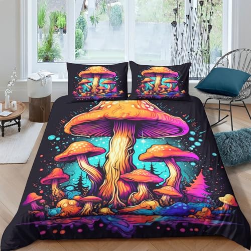 Mushroom Doodle 3D Gedruckter Kinder Jugend Weihnachten Gifts Bettwäschegarnitur Bettbezug Set Für Kinder Mädchen Jungen Reissverschluss Bettwäsche Weich Microfaser Und Kissenbezüge 2 Teilig von MLPNHTRFV