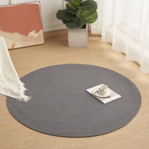 MLSHWUG Einfarbig, rund, Baumwolle, Komfortteppich, waschbar, handgewebt, für Esszimmer, Couchtisch, Dunkelgrau, 80 x 80 cm MLSHWUG Einfarbig, rund, Baumwolle, Komfortteppich, waschbar, handgewebt, für Esszimmer, Couchtisch, Dunkelgrau, 80 x 80 cm von MLSHWUG