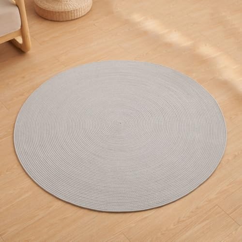 MLSHWUG Einfarbig, rund, Baumwolle, Komfortteppich, waschbar, handgewebt, für Esszimmer, Couchtisch, hellgrau, 80 x 80 cm MLSHWUG Einfarbig, rund, Baumwolle, Komfortteppich, waschbar, handgewebt, für Esszimmer, Couchtisch, hellgrau, 80 x 80 cm von MLSHWUG