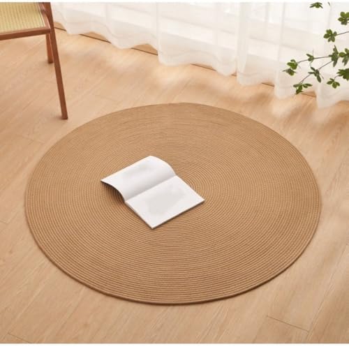MLSHWUG Runder Teppich aus Baumwolle, einfarbig, handgewebt, waschbar, bequem, für Esszimmer, Couchtisch, Khaki, 80 x 80 cm MLSHWUG Runder Teppich aus Baumwolle, einfarbig, handgewebt, waschbar, bequem, für Esszimmer, Couchtisch, Khaki, 80 x 80 cm von MLSHWUG