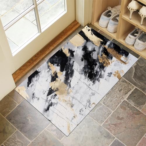 Abstrakte Pinselstriche Fußmatte Innen 50 x 80 cm Schmutzfangmatte Innen rutschfest Abstrakter Kunststil Fußmatte Waschbar Saugstarke Eingangsteppich Dünne Türmatte für Eingang, Haustür - Hellgrau Abstrakte Pinselstriche Fußmatte Innen 50 x 80 cm Schmutzfangmatte Innen rutschfest Abstrakter Kunststil Fußmatte Waschbar Saugstarke Eingangsteppich Dünne Türmatte für Eingang, Haustür - Hellgrau von MLSOWM