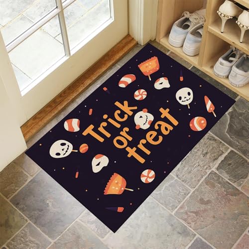 Dünn Fussmatte Innen 40 x 60 cm, Schmutzfangmatte Halloween-Stil Rutschfest Teppiche Süßigkeiten und Totenköpfe Waschbarer Fußmatte Haustür Eingangsmatte für Flur Eingangsbereich Küche, Dunkelblau Dünn Fussmatte Innen 40 x 60 cm, Schmutzfangmatte Halloween-Stil Rutschfest Teppiche Süßigkeiten und Totenköpfe Waschbarer Fußmatte Haustür Eingangsmatte für Flur Eingangsbereich Küche, Dunkelblau von MLSOWM