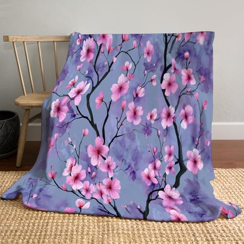 Flanell Fleecedecke Aquarell Kirschblüten Flauschige Kuscheldecken Japanisches Ukiyo-E Leichte Gemütliche Sofadecke Warm Winter Couchdecke, 150x200cm, Lila Flanell Fleecedecke Aquarell Kirschblüten Flauschige Kuscheldecken Japanisches Ukiyo-E Leichte Gemütliche Sofadecke Warm Winter Couchdecke, 150x200cm, Lila von MLSOWM