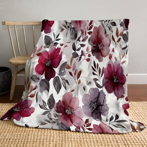 Flanell Fleecedecke Aquarellblumen Flauschige Kuscheldecken Landhausstil Leichte Gemütliche Sofadecke Warm Winter Couchdecke, 230x270cm, Kastanienbraun Flanell Fleecedecke Aquarellblumen Flauschige Kuscheldecken Landhausstil Leichte Gemütliche Sofadecke Warm Winter Couchdecke, 230x270cm, Kastanienbraun von MLSOWM