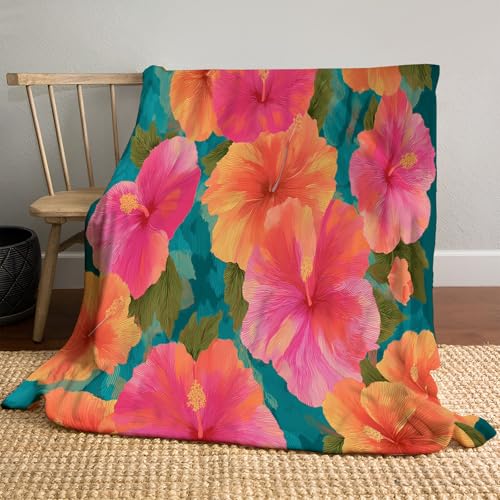 Flanell Fleecedecke Hibiskus Flauschige Kuscheldecken Handgezeichnete Tropische Blumen Leichte Gemütliche Sofadecke Warm Winter Couchdecke, 130x150cm, Rosa Flanell Fleecedecke Hibiskus Flauschige Kuscheldecken Handgezeichnete Tropische Blumen Leichte Gemütliche Sofadecke Warm Winter Couchdecke, 130x150cm, Rosa von MLSOWM