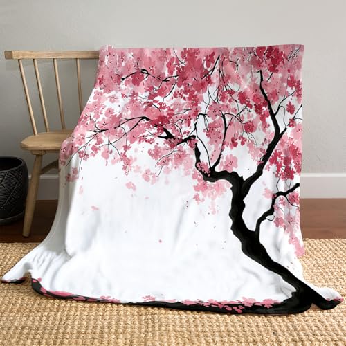 Flanell Fleecedecke Kirschblütenbaum Flauschige Kuscheldecken Japanischer Stil Leichte Gemütliche Sofadecke Warm Winter Couchdecke, 150x200cm, Rosa Flanell Fleecedecke Kirschblütenbaum Flauschige Kuscheldecken Japanischer Stil Leichte Gemütliche Sofadecke Warm Winter Couchdecke, 150x200cm, Rosa von MLSOWM