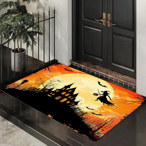 Fußmatte 40 x 60 cm - rutschfeste Schmutzfangmatte - Fußabtreter mit Halloween - Fußmatten Haustür - Türmatte Kürbisse Und Fledermäuse - Fußmatte innen/außen - Fußabstreifer Orange Fußmatte 40 x 60 cm - rutschfeste Schmutzfangmatte - Fußabtreter mit Halloween - Fußmatten Haustür - Türmatte Kürbisse Und Fledermäuse - Fußmatte innen/außen - Fußabstreifer Orange von MLSOWM