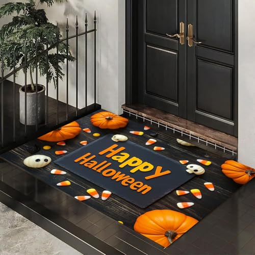 Fußmatte Halloween-Schiefer, Sauberlaufmatte Kürbis Und Maisbonbons, Rutschfester Türmatte Innen 90 x 150 cm, Waschbar Fussmatte, pflegeleicht robust Fußabtreter für Haustür, Eingang - Dunkelgrau Fußmatte Halloween-Schiefer, Sauberlaufmatte Kürbis Und Maisbonbons, Rutschfester Türmatte Innen 90 x 150 cm, Waschbar Fussmatte, pflegeleicht robust Fußabtreter für Haustür, Eingang - Dunkelgrau von MLSOWM