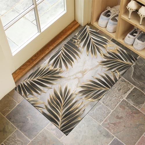 Fußmatte Innen & Außen 80x120 cm Palmblätter Waschbare Fußabtreter Moderner Marmor Schmutzfangmatte Rutschfester Fussabtreter Dünne Fußmatte für Flur, Eingang, Tür, Grau Fußmatte Innen & Außen 80x120 cm Palmblätter Waschbare Fußabtreter Moderner Marmor Schmutzfangmatte Rutschfester Fussabtreter Dünne Fußmatte für Flur, Eingang, Tür, Grau von MLSOWM