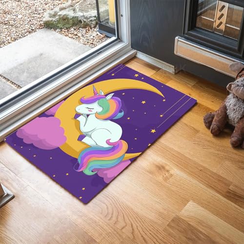 Fußmatte Karikatur Weißes Pferd 60 x 120 cm Innen und Außen, Kinderillustrationen Waschbar Fussmatt, Rutschfester Türmatte, Schmutzfänger Teppich für Eingang, Haustür, Patio, Flur - Dunkelviolett Fußmatte Karikatur Weißes Pferd 60 x 120 cm Innen und Außen, Kinderillustrationen Waschbar Fussmatt, Rutschfester Türmatte, Schmutzfänger Teppich für Eingang, Haustür, Patio, Flur - Dunkelviolett von MLSOWM